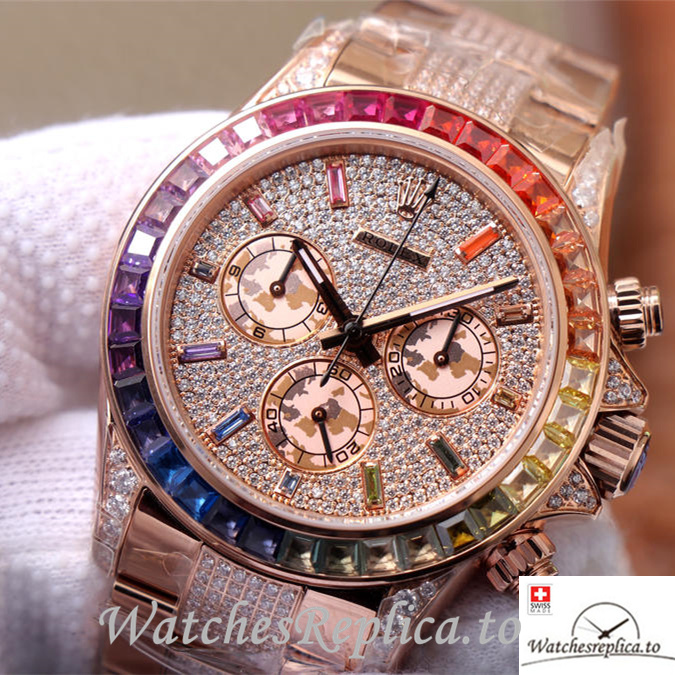 Swiss Rolex Daytona Replica 116598RBOW Rose Gold strap 40MM - WatchesReplica.is