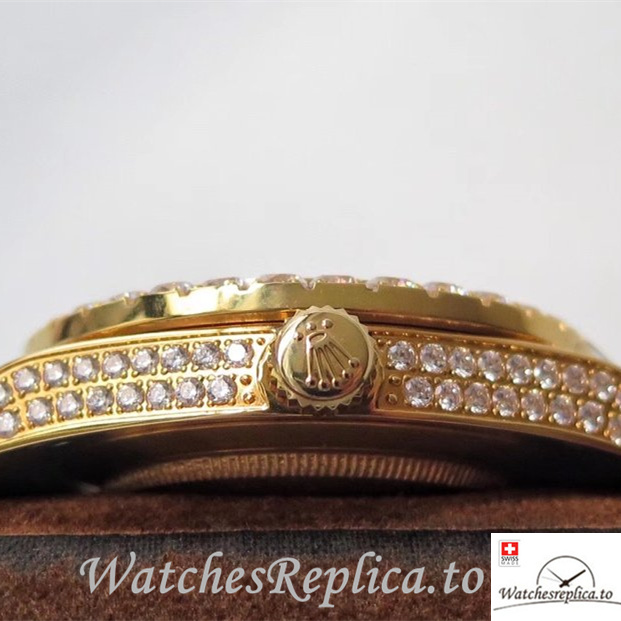 Swiss Rolex Day Date Replica Yellow Gold strap 40MM - WatchesReplica.is