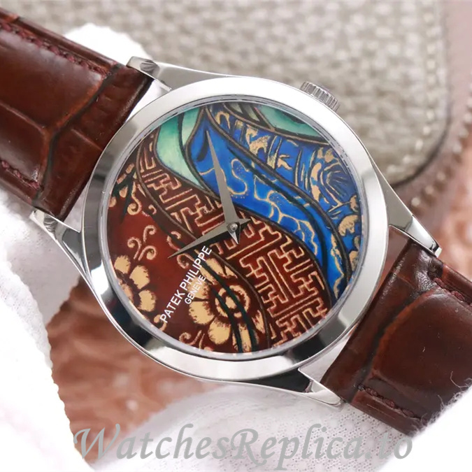 Patek Philippe Replica Calatrava 5077P-103 Leather strap 38.6MM - WatchesReplica.is