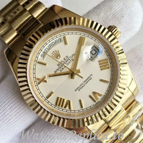 Swiss Rolex Day Date Replica 228348 Yellow Gold strap 40MM - WatchesReplica.is