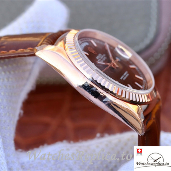 Swiss Rolex Day-Date Replica 118135 Leather strap 36MM - WatchesReplica.is