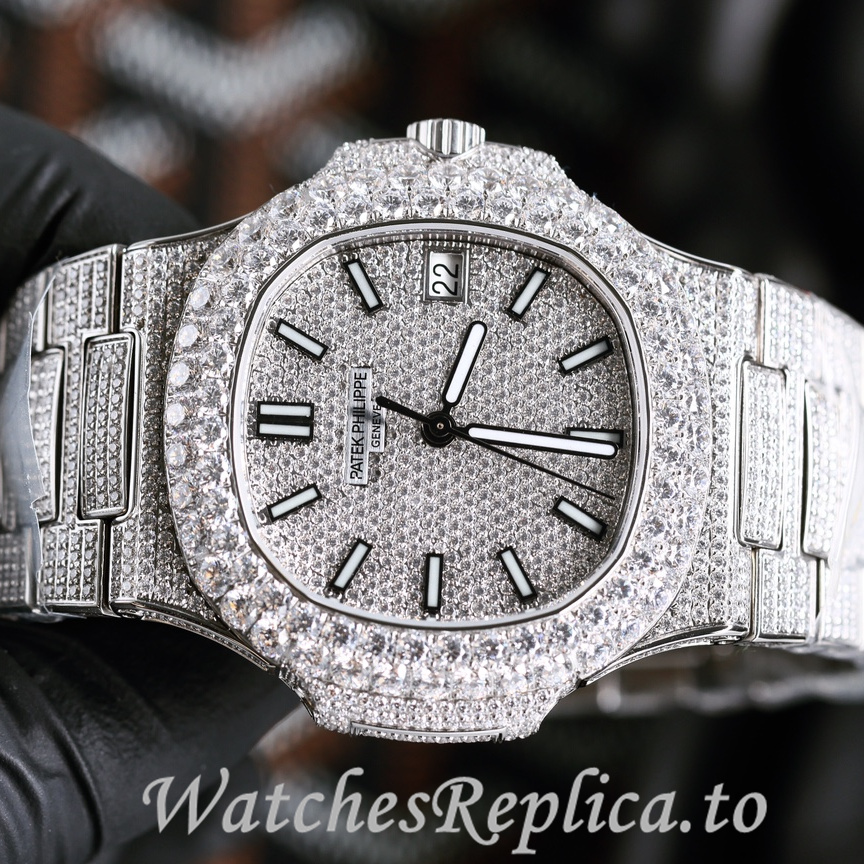 Patek Philippe Replica Nautilus 5711 Diamonds paved strap 40MM - WatchesReplica.is