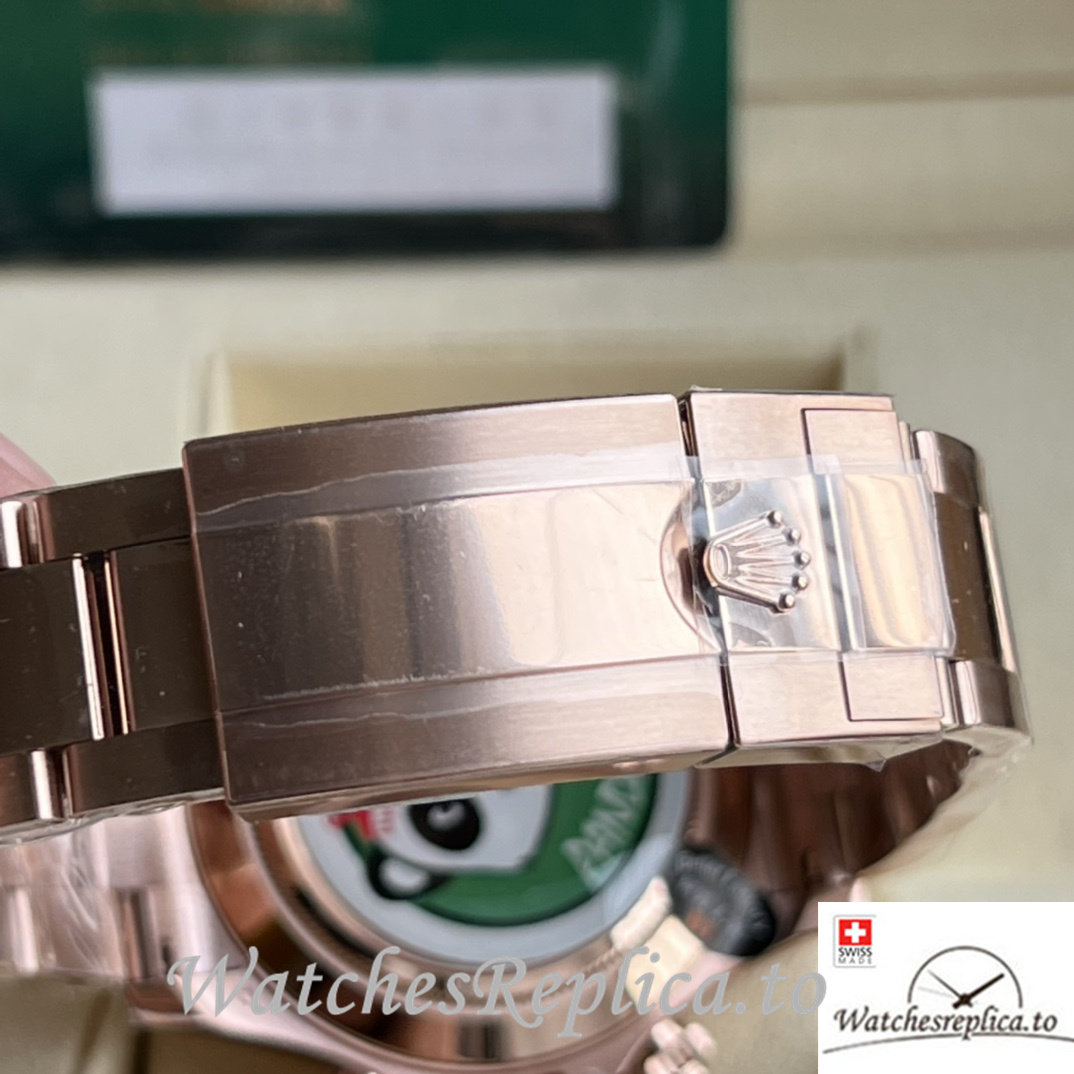 Swiss Rolex Daytona Replica Rose Gold strap 40MM Brown Dial Sticks Marks - WatchesReplica.is