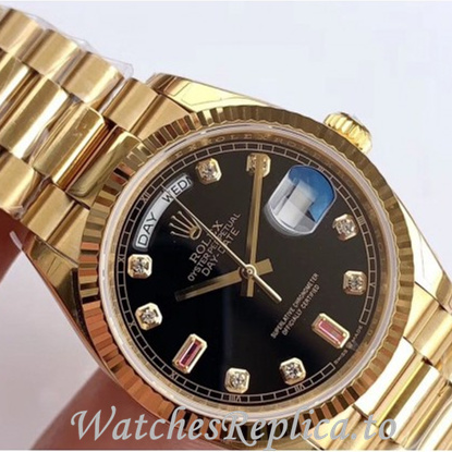 Swiss Rolex Day Date Replica 128238 Yellow Gold strap 36MM - WatchesReplica.is