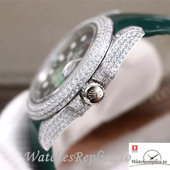 Swiss Rolex Submariner Replica Leather strap 40MM - WatchesReplica.is