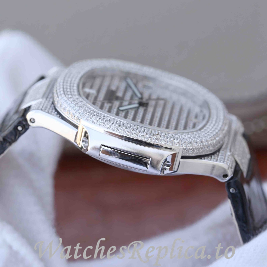 Patek Philippe Replica Nautilus Leather strap 40MM - WatchesReplica.is