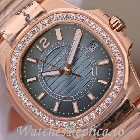 Patek Philippe Replica Nautilus 7011 Rose Gold strap 32MM - WatchesReplica.is