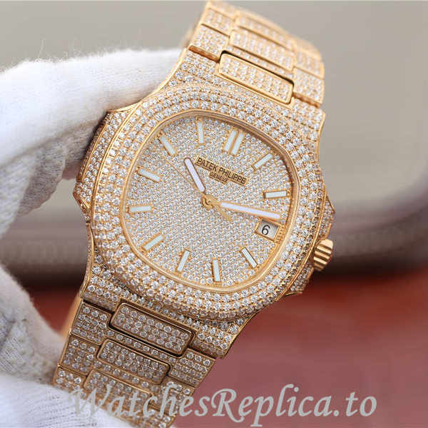 Patek Philippe Replica Nautilus Yellow Gold strap 40MM - WatchesReplica.is