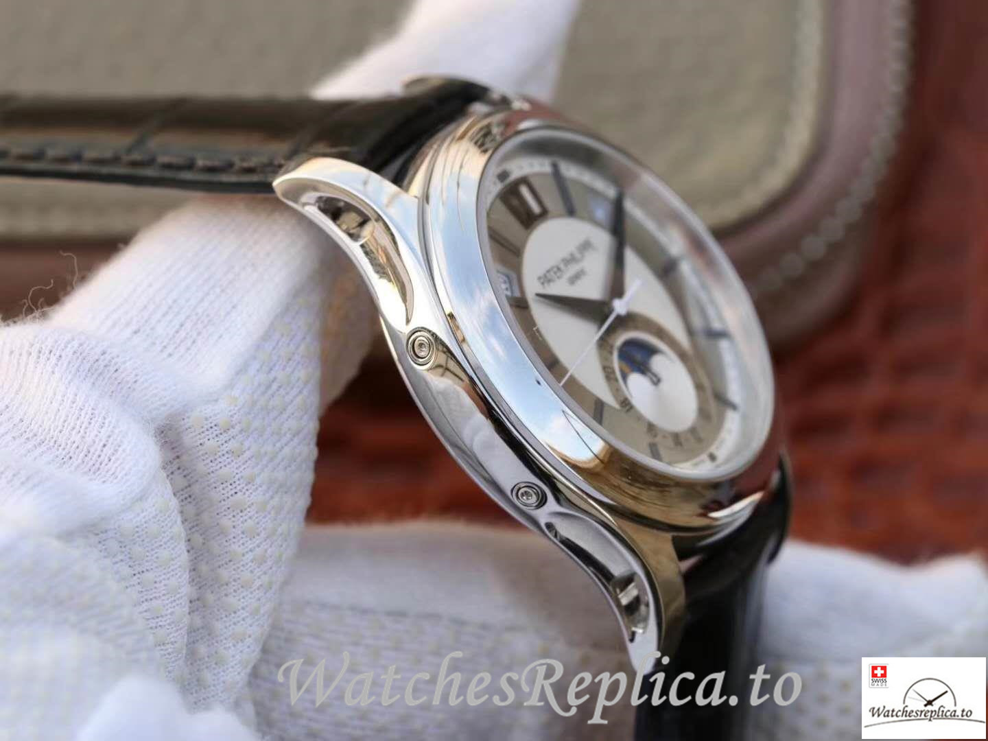 Swiss Patek Philippe Complications Annual Calendar Replica 5205G-001 Black Strap 40MM - WatchesReplica.is