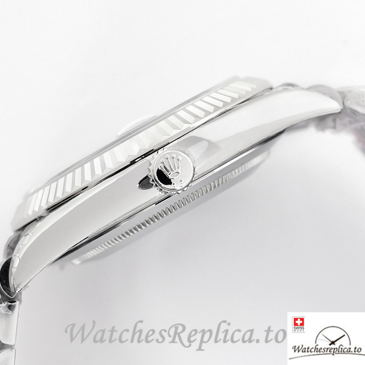Swiss Rolex Day Date Replica Stainless steel strap 40MM Black Dial Diamonds Marks - WatchesReplica.is