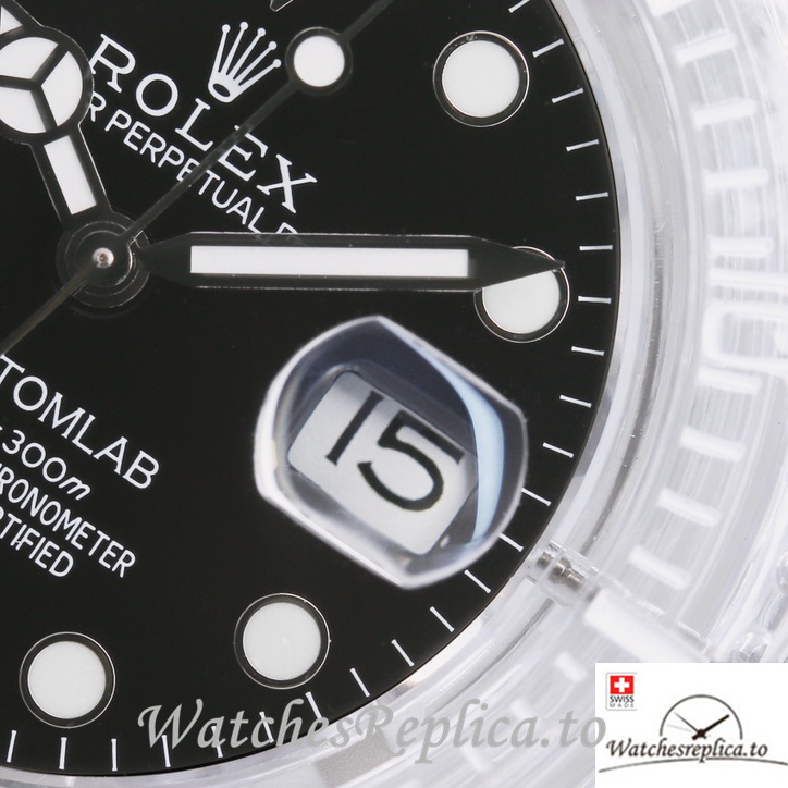 Swiss Rolex Submariner Replica Rubber strap 40MM PHANTOMLAB&ROLEX Black Dial - WatchesReplica.is