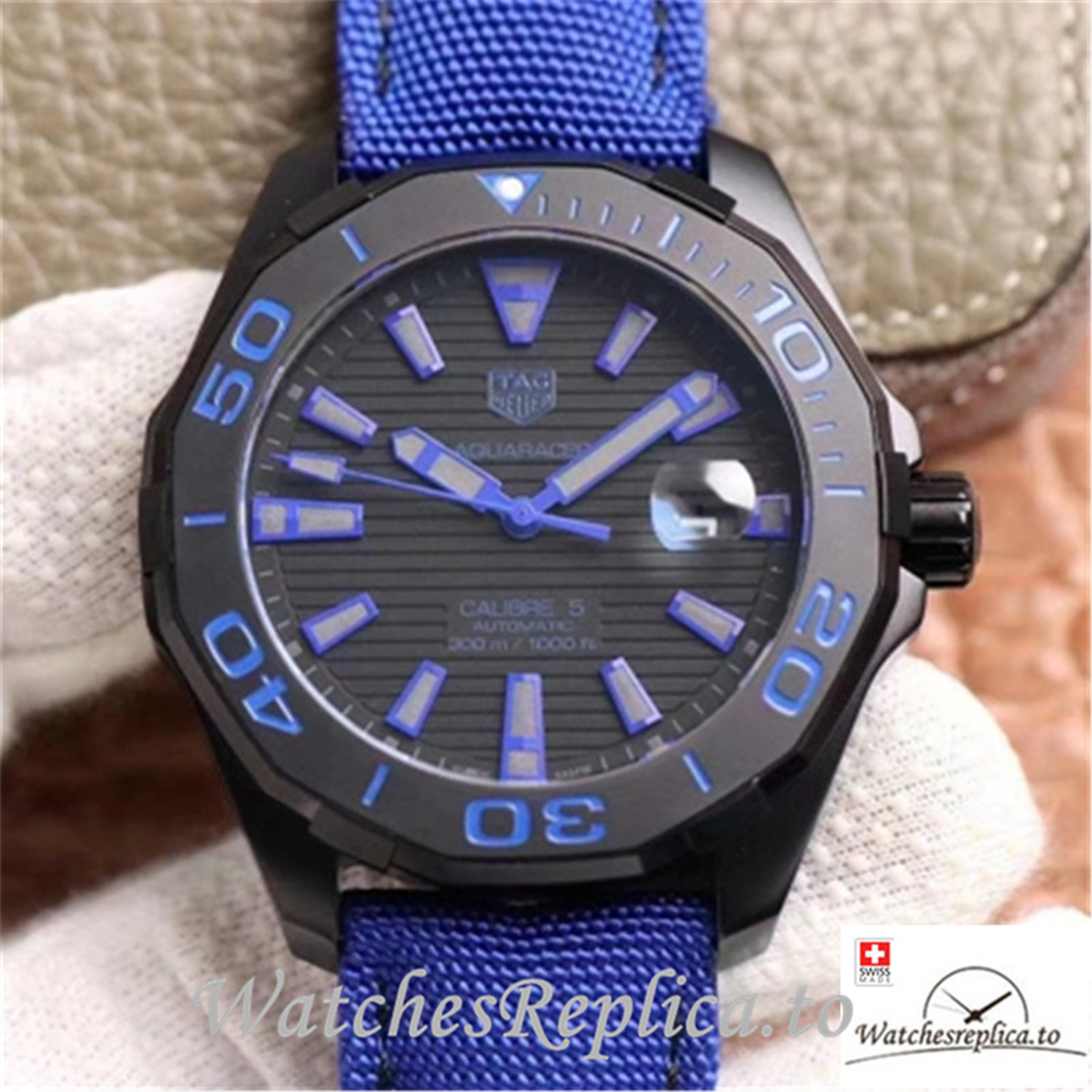Swiss Tag Heuer Aquaracear Replica WAY208C.RHZ4752 Blue Strap 41MM - WatchesReplica.is