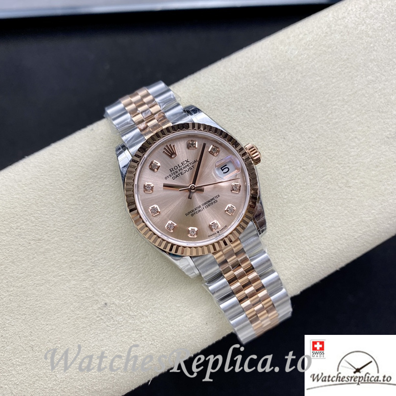 Swiss Rolex Datejust Replica Stainless steel strap 31MM Diamonds Marks - WatchesReplica.is
