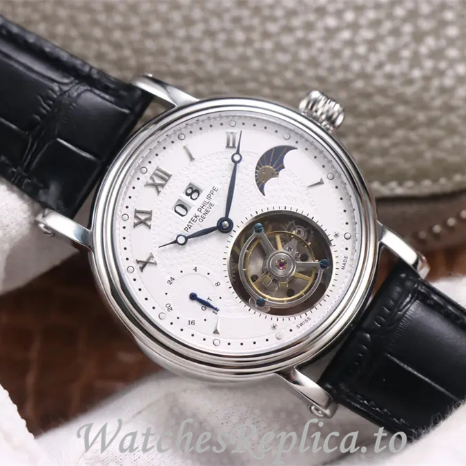 Patek Philippe Replica Complications Leather Rubber strap 42MM - WatchesReplica.is
