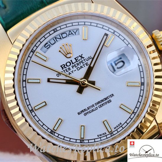 Swiss Rolex Day-Date Replica 118138 Leather strap 36MM - WatchesReplica.is
