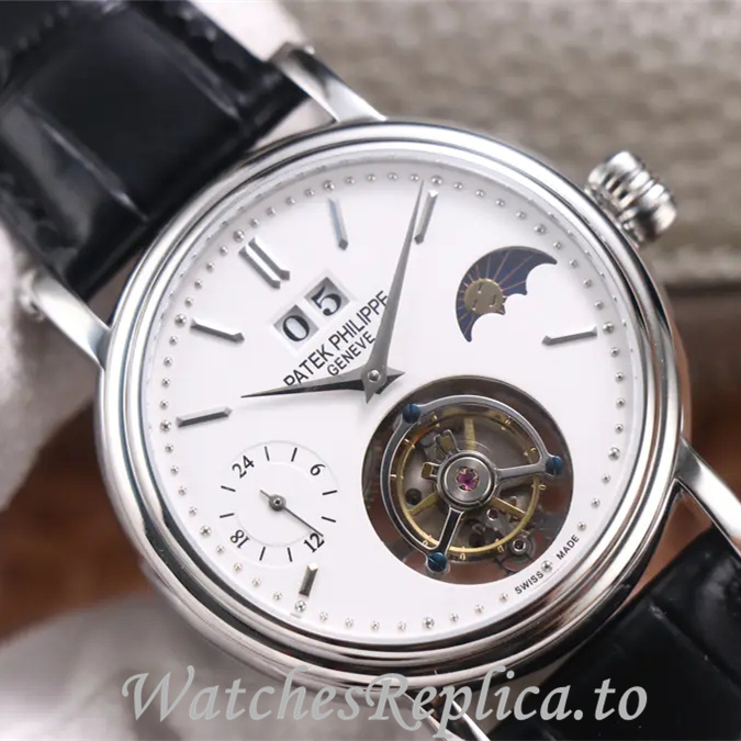 Patek Philippe Replica Complications Leather Rubber strap 42MM - WatchesReplica.is