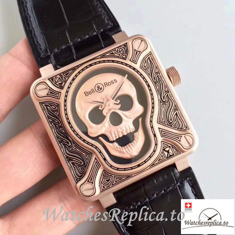 Swiss Bell & Ross Replica BR 01 Black Strap 46MM - WatchesReplica.is