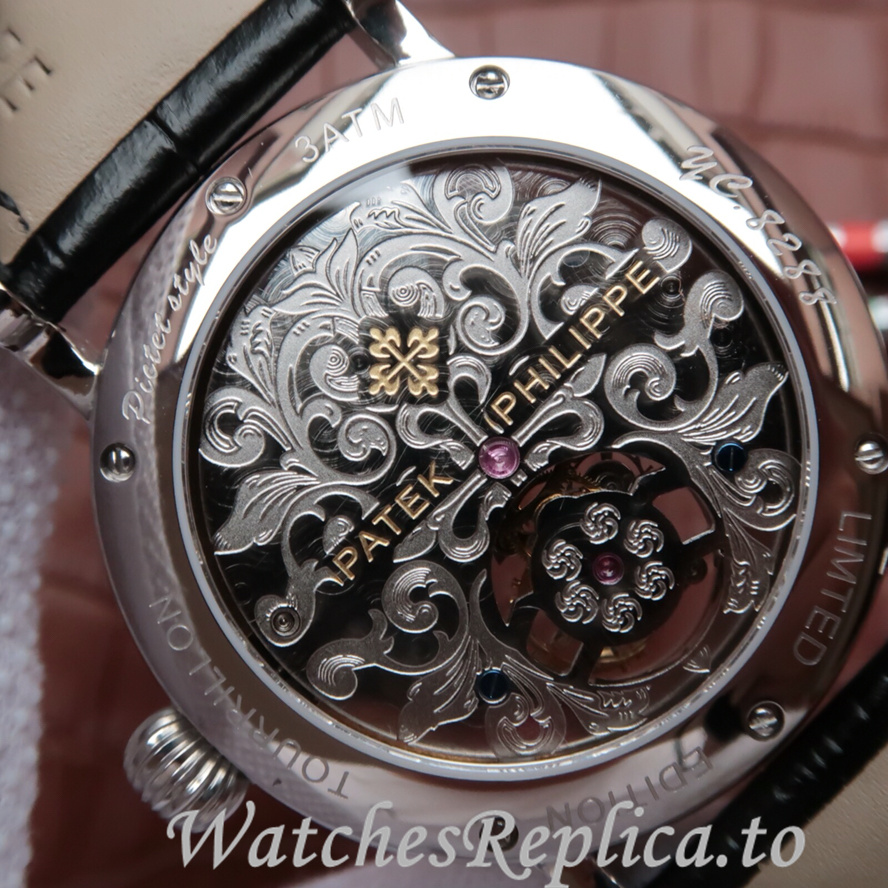 Patek Philippe Replica Complications Leather strap 42MM - WatchesReplica.is