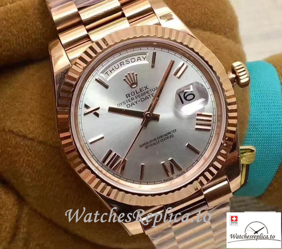 Swiss Rolex Day Date Replica 228235 001 Roman Markers 41MM - WatchesReplica.is