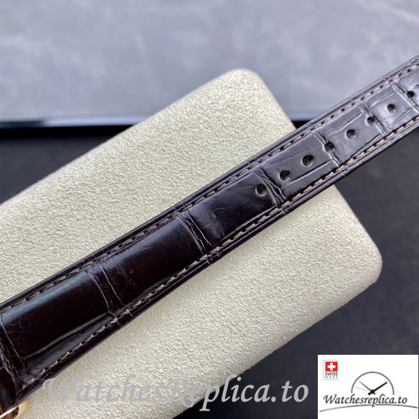 Swiss Rolex Cellini Replica Brown Leather strap 39MM Black Dial Yellow Gold Case - WatchesReplica.is