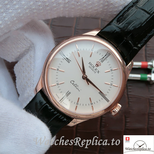 Swiss Rolex Cellini 50505-0020 Leather strap 39MM - WatchesReplica.is