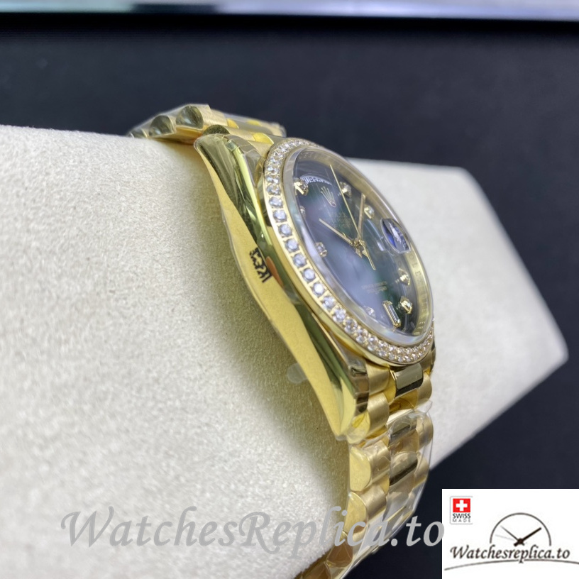 Swiss Rolex Datejust Replica 126233 Yellow Gold strap 36MM - WatchesReplica.is