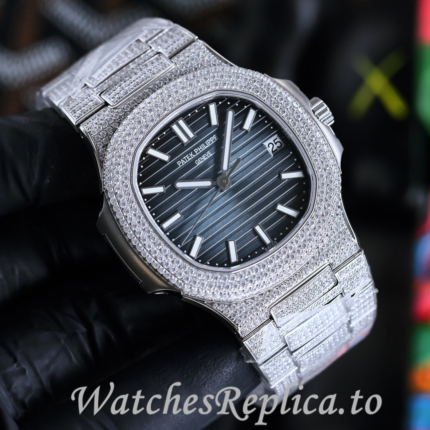 Patek Philippe Replica Nautilus 5711 Diamonds paved strap 40MM - WatchesReplica.is