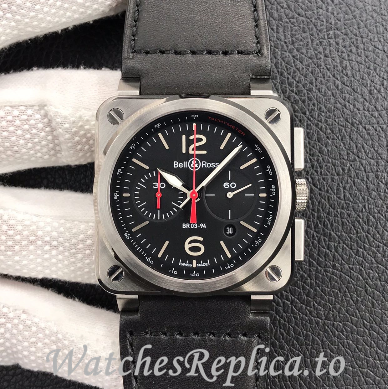 Bell Ross Replica BR 03 BR03-94 Leather strap 42MM - WatchesReplica.is