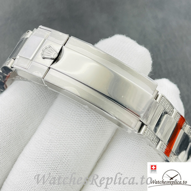 Swiss Rolex Submariner Replica Stainless steel strap 40MM Black Dial Diamonds - WatchesReplica.is