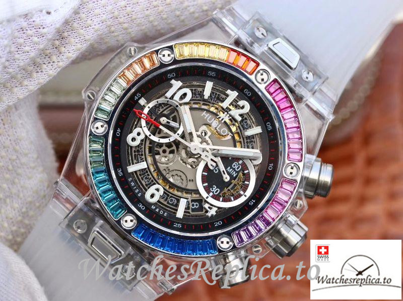 Swiss Hublot Big Bang Unico Replica 411.JX.4802.RT White Transparent Strap 45MM - WatchesReplica.is