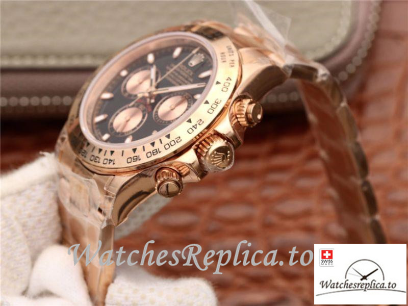Swiss Rolex Daytona Cosmograph Replica 116508-001 Rose Gold Strap 40MM - WatchesReplica.is