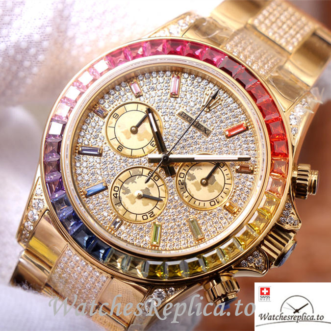 Swiss Rolex Daytona Replica 116598RBOW Yellow Gold strap 40MM - WatchesReplica.is