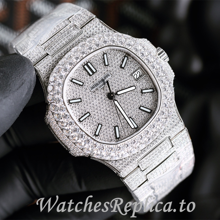 Patek Philippe Replica Nautilus 5711 Diamonds paved strap 40MM - WatchesReplica.is