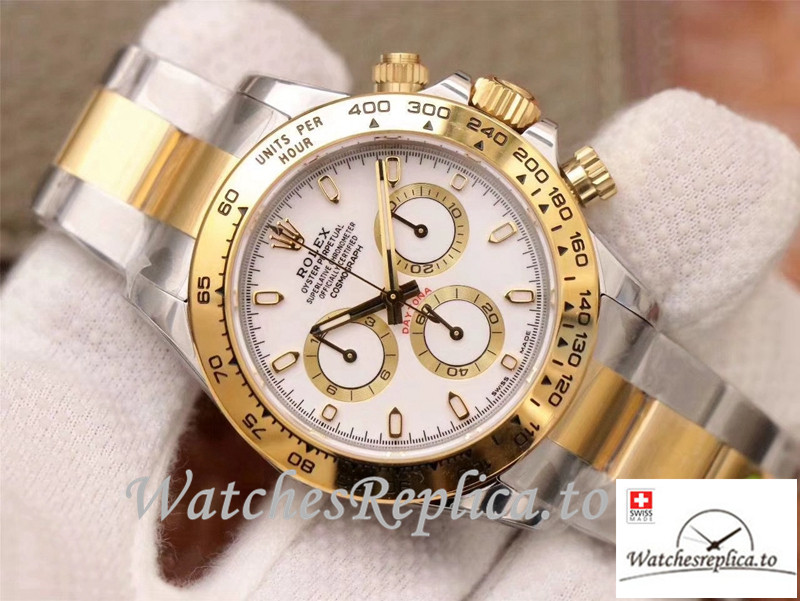 Swiss Rolex Daytona Cosmograph Replica M116503-0001 Silver And Gold Strap 40MM - WatchesReplica.is