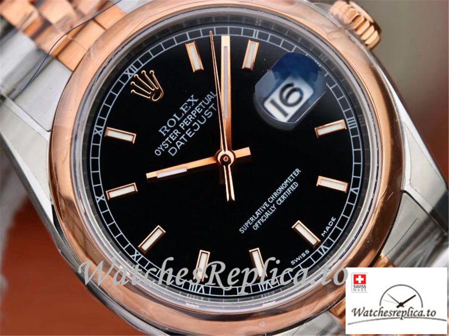 Swiss Rolex Datejust Replica 126201 Rose gold Bezel 36MM - WatchesReplica.is