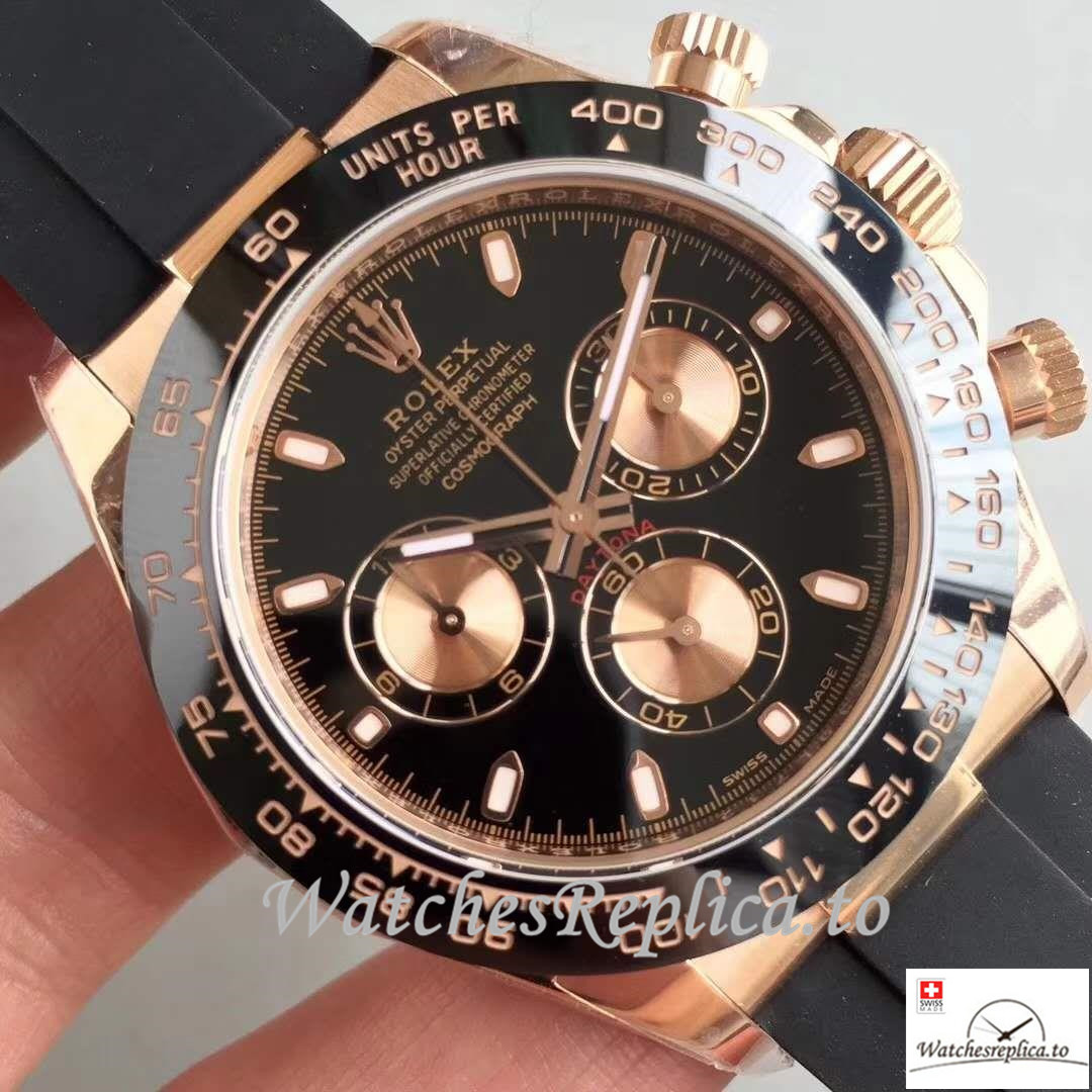 Swiss Rolex Daytona Cosmograph Replica 116515LN 003 Black Strap 40MM - WatchesReplica.is