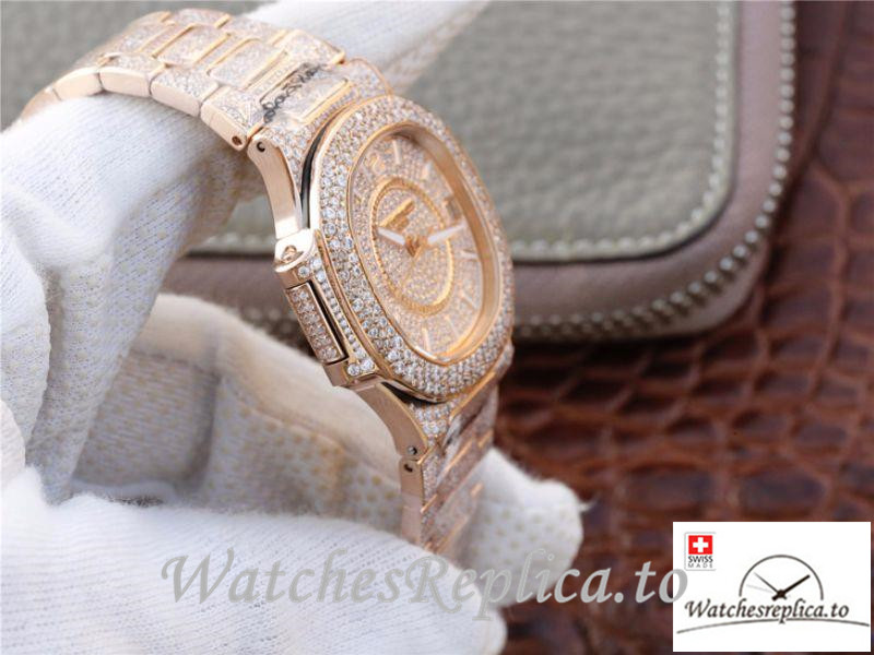 Swiss Patek Philippe Nautilus Jumbo Replica 7021/1R-001 Diamonds Strap 40MM - WatchesReplica.is