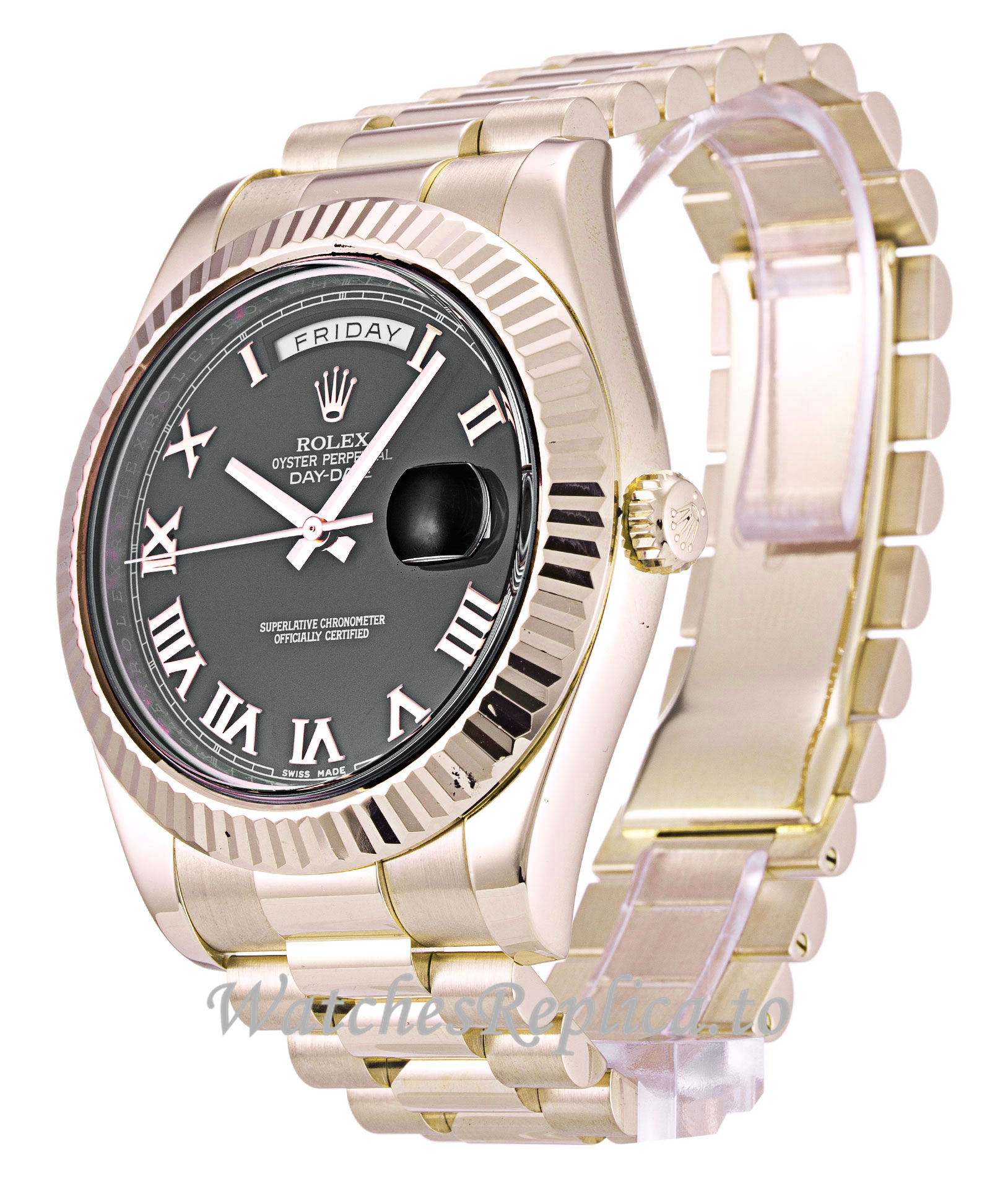 Rolex Day Date II Black Dial 218235 - WatchesReplica.is