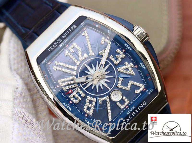 Swiss Franck Muller Vanguard Replica V45 002 Blue Strap 45MM - WatchesReplica.is