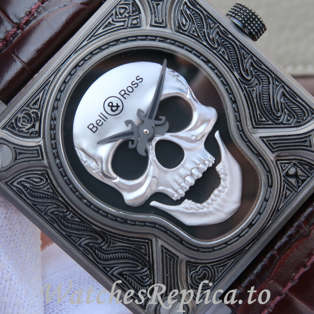 Bell Ross Replica Aviation BR01 Leather strap 46MM - WatchesReplica.is