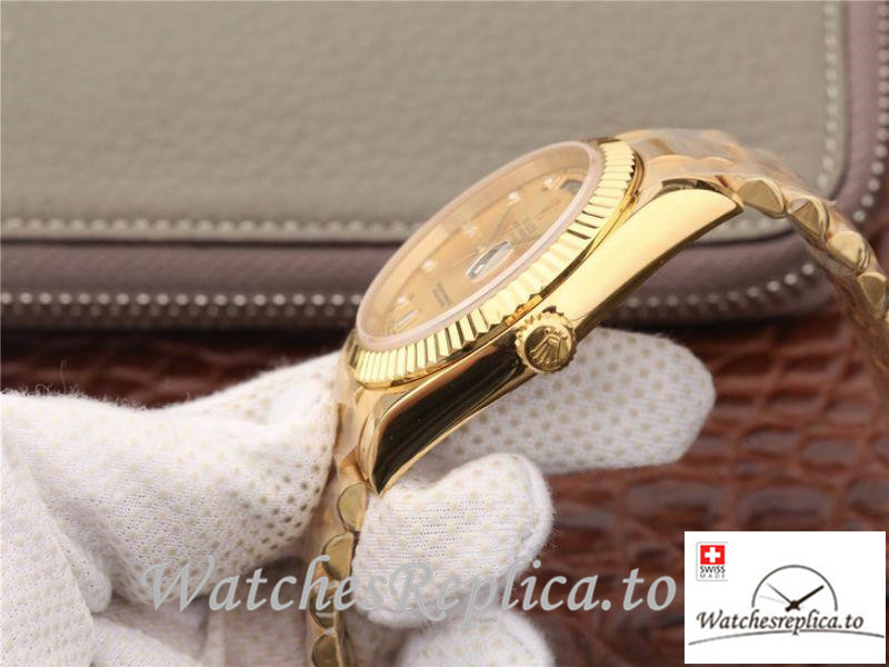 Swiss Rolex Day Date II Replica 218238 Yellow Gold Strap 40MM - WatchesReplica.is