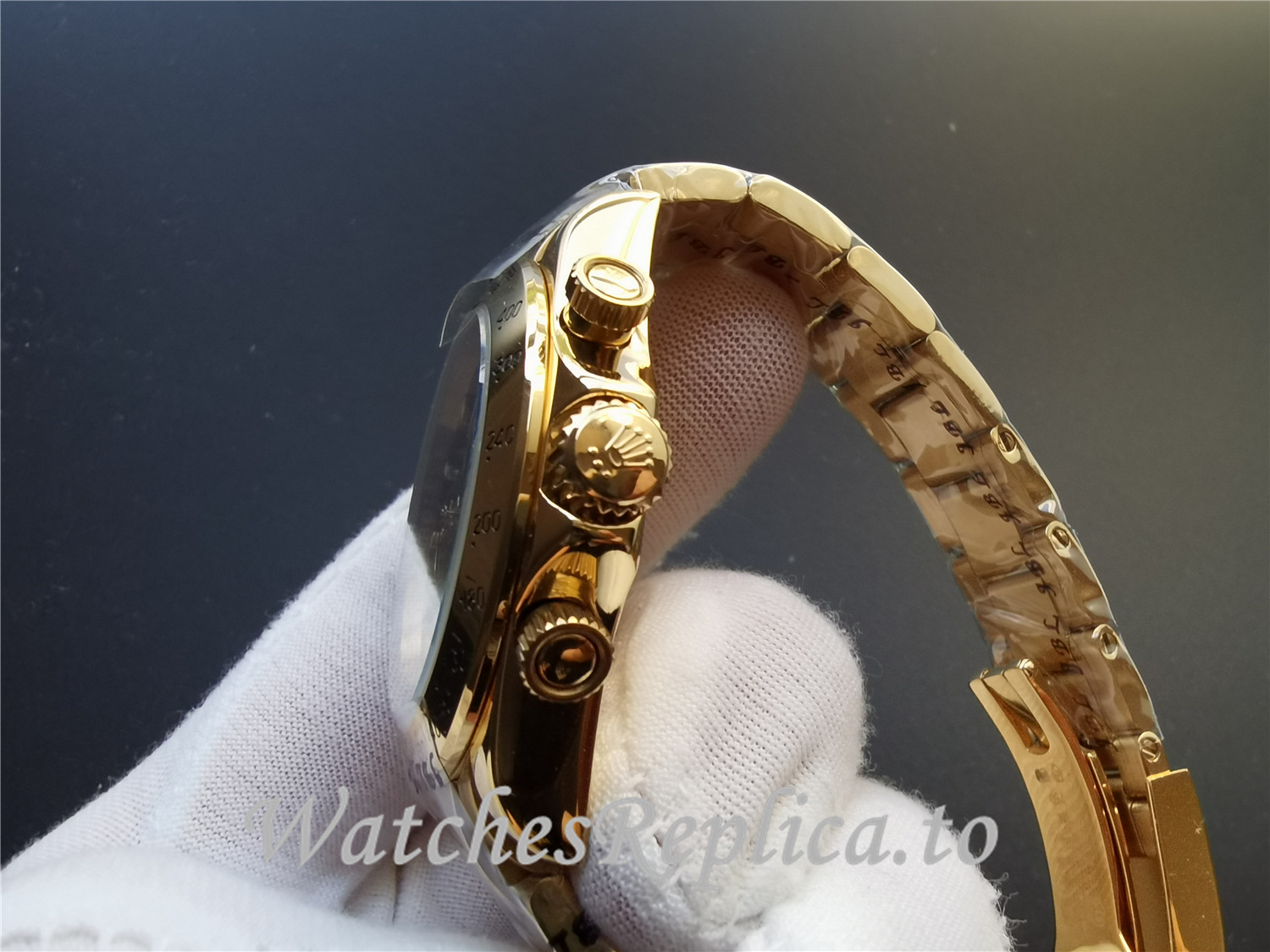 Swiss Rolex Daytona Cosmograph Replica 116528 Yellow Gold Bezel 40MM - WatchesReplica.is