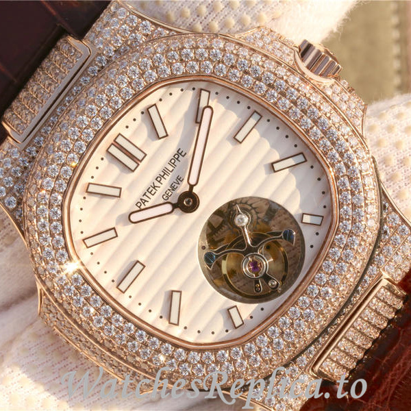 Patek Philippe Replica Nautilus Leather strap 40MM - WatchesReplica.is