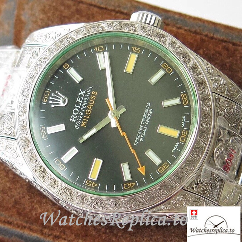 Swiss Rolex Milgauss Replica Stainless steel strap 40MM - WatchesReplica.is