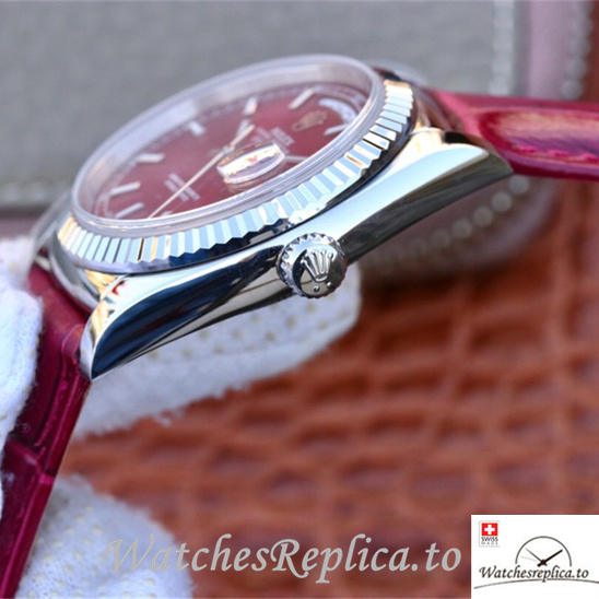 Swiss Rolex Day-Date Replica 118139 Leather strap 36MM - WatchesReplica.is