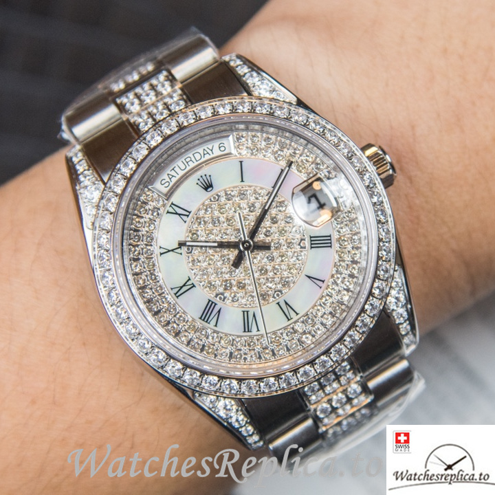 Swiss Rolex Day Date Replica Stainless steel strap 40MM - WatchesReplica.is