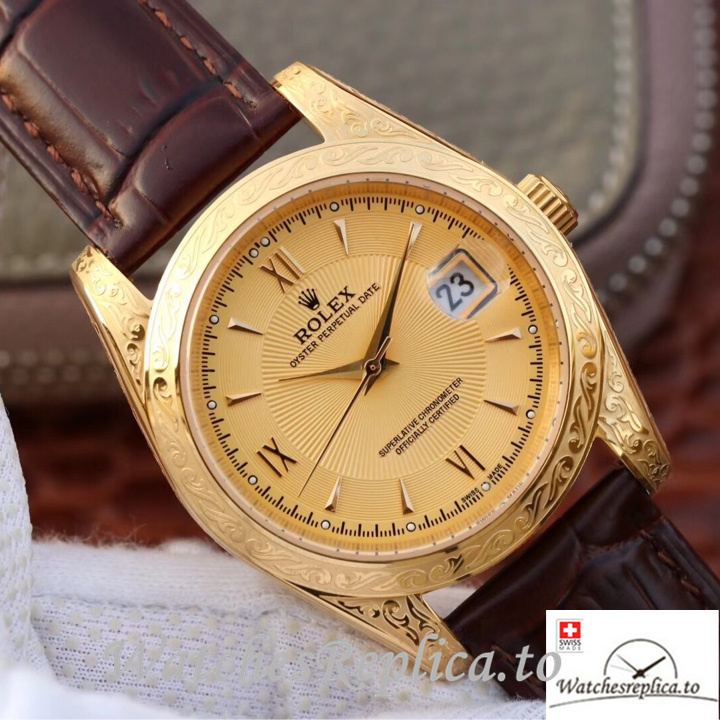 Swiss Rolex Oyster Perpetual Replica Leather strap 40MM - WatchesReplica.is