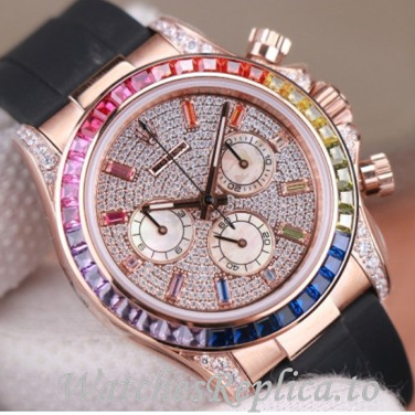 Swiss Rolex Daytona Replica 116598RBOW Rubber strap 40MM - WatchesReplica.is