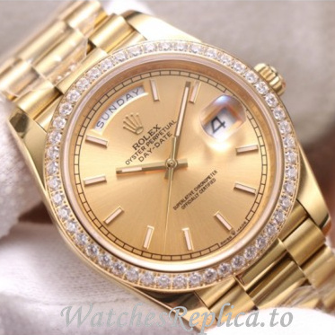 Swiss Rolex Day Date Replica 228348 Yellow Gold strap 40MM - WatchesReplica.is