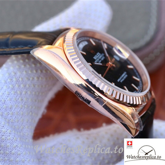 Swiss Rolex Day-Date Replica 118135 Leather strap 36MM - WatchesReplica.is
